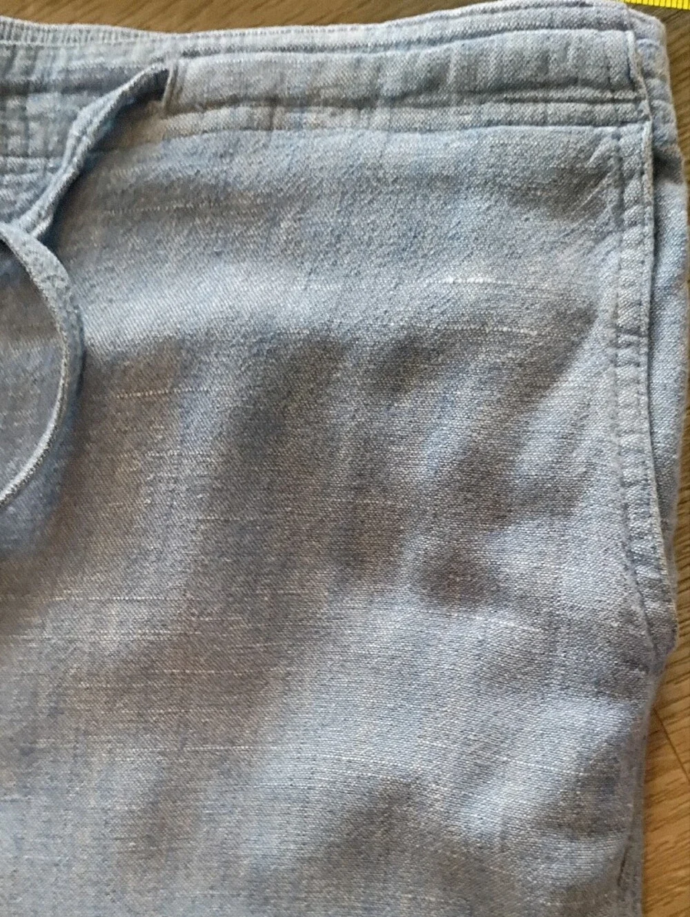 Linen/Viscose Light Blue Casual Drawstring Pants 34-36